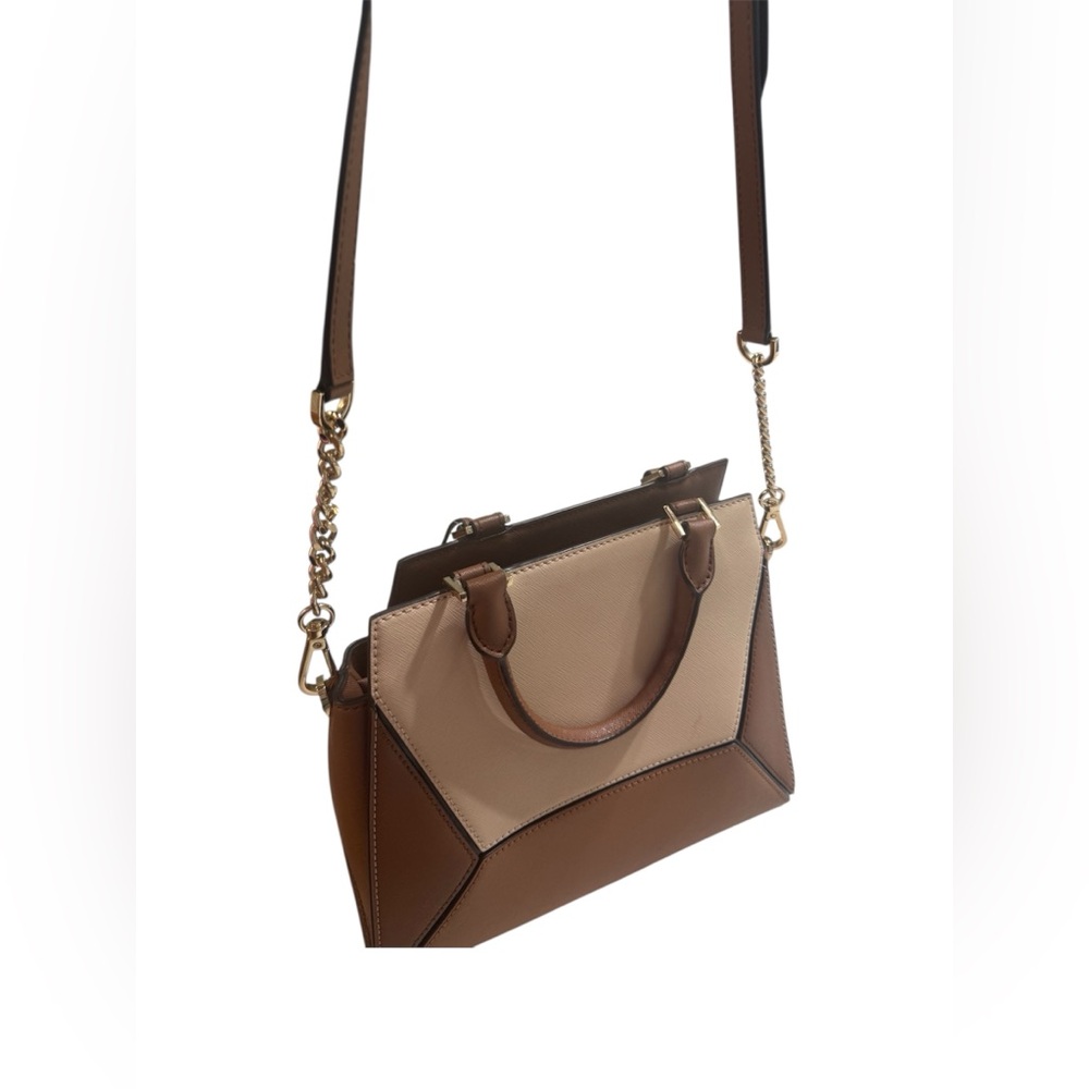 Michael Kors Two-Tone Tan and Cream Leather Satchel - Picture 4 of 6